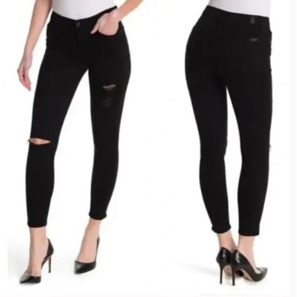NWT 7 For All Mankind bair Distressed Black The Ankle Skinny Jeans Sz 25 - Picture 7 of 7